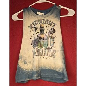 Midnight Margaritas Graphic Tank‎ Top Bleach Dye Sleeveless Festival
